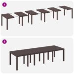 vidaXL 11-dielny záhradný jedálenský set hnedý z polyratanu, vidaXL záhradný stôl hnedý 150x100x73 cm polyratan, vidaXL záhradné stoličky 2 ks hnedé z polyratanu, vidaXL záhradné stoličky 4 ks hnedé z polyratanu – Obrázok 10