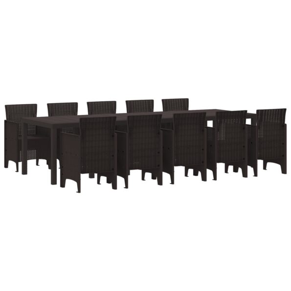 3378757_2.jpg vidaXL 11-dielny záhradný jedálenský set hnedý z polyratanu, vidaXL záhradný stôl hnedý 150x100x73 cm polyratan, vidaXL záhradné stoličky 2 ks hnedé z polyratanu, vidaXL záhradné stoličky 4 ks hnedé z polyratanu – Obrázok 2