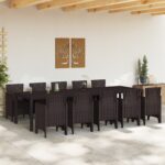 vidaXL 11-dielny záhradný jedálenský set hnedý z polyratanu, vidaXL záhradný stôl hnedý 150x100x73 cm polyratan, vidaXL záhradné stoličky 2 ks hnedé z polyratanu, vidaXL záhradné stoličky 4 ks hnedé z polyratanu – Obrázok 3