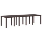 vidaXL 11-dielny záhradný jedálenský set hnedý z polyratanu, vidaXL záhradný stôl hnedý 150x100x73 cm polyratan, vidaXL záhradné stoličky 2 ks hnedé z polyratanu, vidaXL záhradné stoličky 4 ks hnedé z polyratanu – Obrázok 4