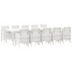 vidaXL 11-dielny záhradný jedálenský set biely poly ratan, vidaXL záhradný stôl biely 150x100x73 cm poly ratan, vidaXL záhradné stoličky 2 ks biele poly ratan, vidaXL záhradné stoličky 4 ks biele poly ratan – Obrázok 2