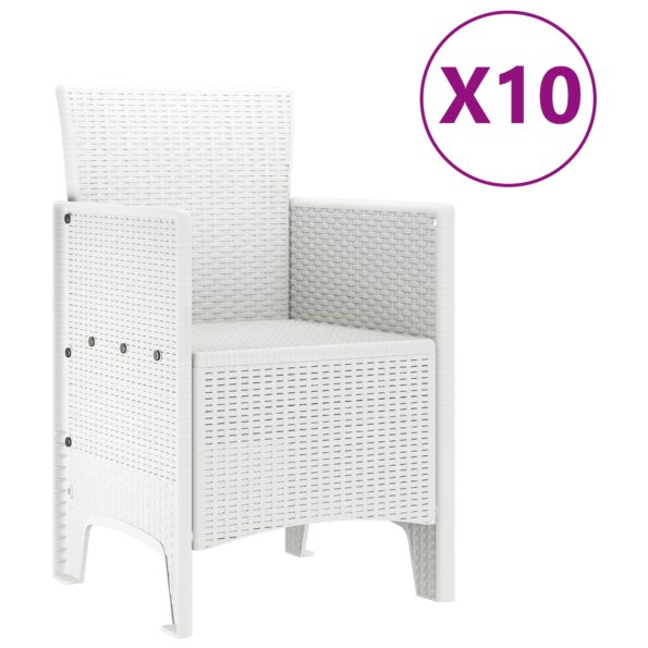 3378762_5.jpg vidaXL 11-dielny záhradný jedálenský set biely poly ratan, vidaXL záhradný stôl biely 150x100x73 cm poly ratan, vidaXL záhradné stoličky 2 ks biele poly ratan, vidaXL záhradné stoličky 4 ks biele poly ratan – Obrázok 5