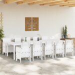 vidaXL 11-dielny záhradný jedálenský set s vankúšmi biela poly ratan, vidaXL záhradný stôl biely 150x100x73 cm poly ratan, vidaXL záhradné stoličky s vankúšmi 2 ks biele poly ratan, vidaXL záhradné stoličky s vankúšmi 4 ks biele poly ratan – Obrázok 3