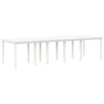 vidaXL 11-dielny záhradný jedálenský set s vankúšmi biela poly ratan, vidaXL záhradný stôl biely 150x100x73 cm poly ratan, vidaXL záhradné stoličky s vankúšmi 2 ks biele poly ratan, vidaXL záhradné stoličky s vankúšmi 4 ks biele poly ratan – Obrázok 4