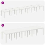 vidaXL 15-dielny biely záhradný jedálenský set s vankúšmi, vidaXL biely záhradný stôl 250x100x73 cm, vidaXL biely záhradný stôl 150x100x73 cm, vitaXL záhradné stoličky s vankúšmi 2 ks, vidaXL záhradné stoličky s vankúšmi 4 ks – Obrázok 10