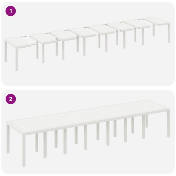 3378804_10.jpg vidaXL 15-dielny biely záhradný jedálenský set s vankúšmi, vidaXL biely záhradný stôl 250x100x73 cm, vidaXL biely záhradný stôl 150x100x73 cm, vitaXL záhradné stoličky s vankúšmi 2 ks, vidaXL záhradné stoličky s vankúšmi 4 ks – Obrázok 10