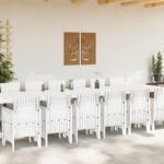 vidaXL 15-dielny biely záhradný jedálenský set s vankúšmi, vidaXL biely záhradný stôl 250x100x73 cm, vidaXL biely záhradný stôl 150x100x73 cm, vitaXL záhradné stoličky s vankúšmi 2 ks, vidaXL záhradné stoličky s vankúšmi 4 ks – Obrázok 3