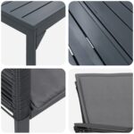 vidaXL 9-dielny záhradný jedálenský set s vankúšmi Čierny poly ratan, vidaXL Rozkladací záhradný stôl antracitový (140-210)x90x73 cm oceľ – Obrázok 9