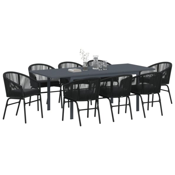 3378831_3.jpg vidaXL 10-dielny záhradný jedálenský set s vankúšmi čierny poly rattan, vidaXL rozťahovací záhradný stôl antracitový (140-210)x90x73 cm oceľ – Obrázok 3