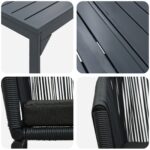 vidaXL 10-dielny záhradný jedálenský set s vankúšmi čierny poly rattan, vidaXL rozťahovací záhradný stôl antracitový (140-210)x90x73 cm oceľ – Obrázok 9