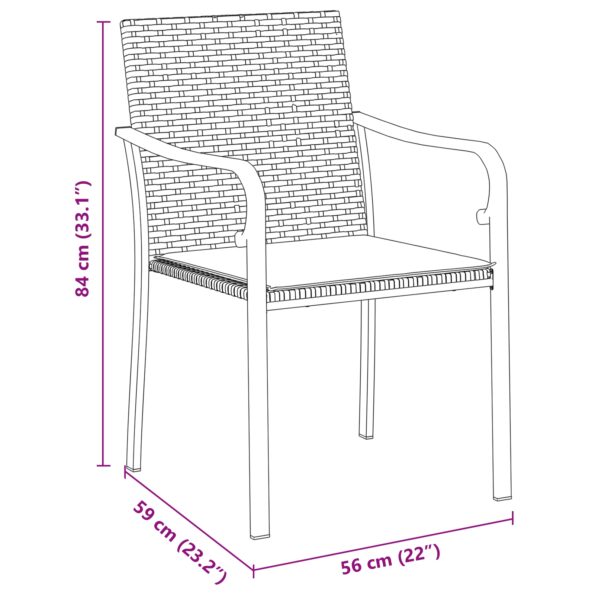 vidaXL 7-dielna záhradná jedálenská súprava s vankúšmi, čierny polyratan – Obrázok 10