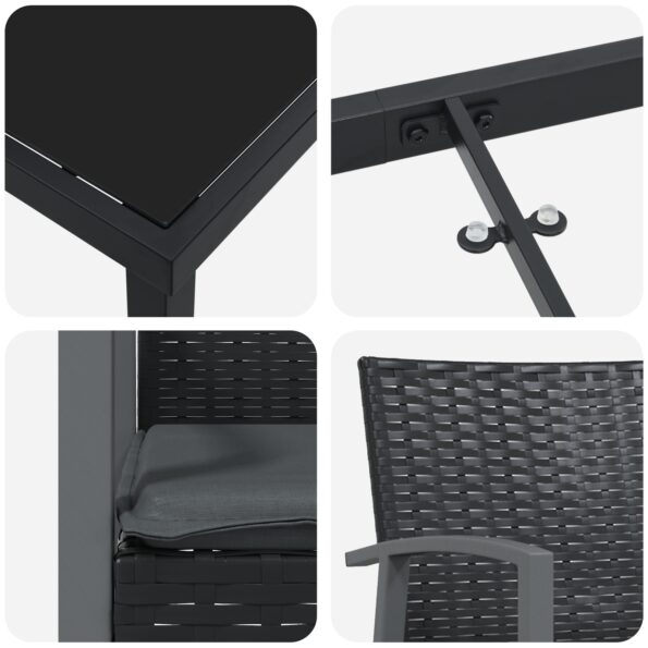 vidaXL 5-dielna záhradná jedálenská súprava s vankúšmi čierny poly ratan – Obrázok 9