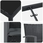 vidaXL 7-dielna záhradná jedálenská súprava s vankúšmi čierna polyratan – Obrázok 9