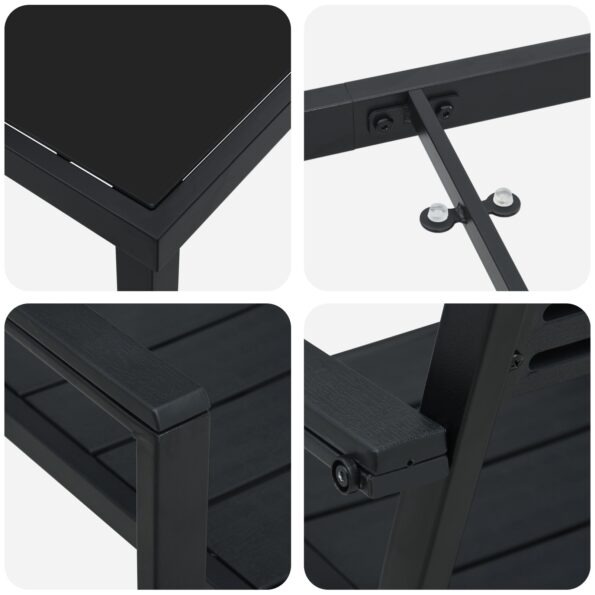 vidaXL 5-dielna záhradná jedálenská súprava čierna HDPE – Obrázok 9