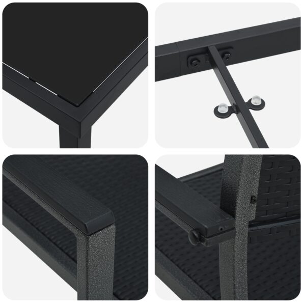 vidaXL 4-dielna súprava záhradného jedálenského setu čierny poly ratan – Obrázok 9