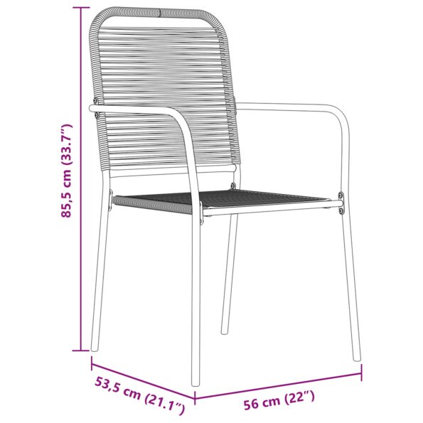 vidaXL 5-dielny záhradný jedálenský set čierny bavlnené lano a oceľ – Obrázok 10