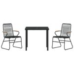 vidaXL 3-dielna súprava záhradného stolovania Čierna PVC ratan – Obrázok 7