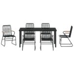 vidaXL 7-dielna súprava na jedlo - Čierny PVC ratan – Obrázok 7