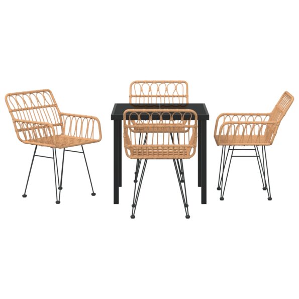 vidaXL 5-dielna sada záhradného jedálenského nábytku hnedý poly ratan – Obrázok 7