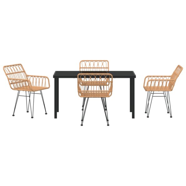 vidaXL 5-dielna jedálenská súprava hnedý poly ratan – Obrázok 7