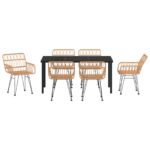 vidaXL 7-dielny záhradný jedálenský set z hnedého poly ratanu – Obrázok 7