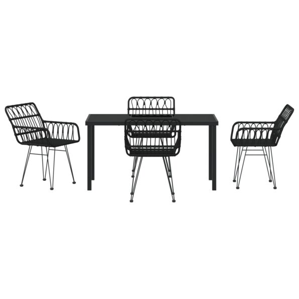 vidaXL 5-dielna záhradná jedálenská súprava čierna Poly Ratan – Obrázok 6