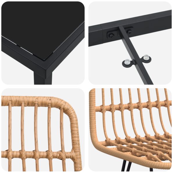 vidaXL 7-dielna záhradná jedálenská súprava Hnedý poly ratan – Obrázok 9