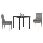 vidaXL 3-dielny záhradný jedálenský set sivý polyratan – Obrázok 3