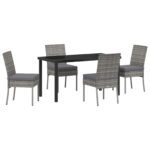 vidaXL 5-dielna záhradná jedálenská súprava sivý poly ratan – Obrázok 2
