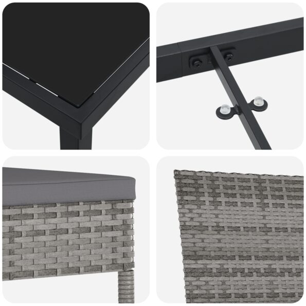 vidaXL 5-dielna záhradná jedálenská súprava sivý poly ratan – Obrázok 9