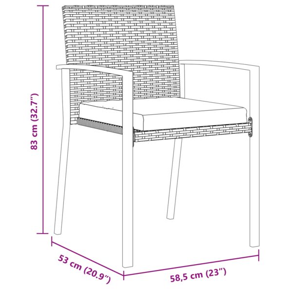 vidaXL 5-dielna záhradná jedálenská súprava čierny poly ratan – Obrázok 10