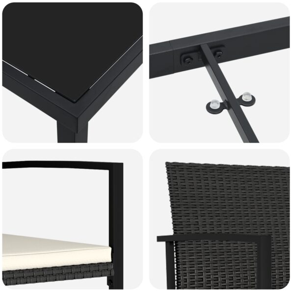 vidaXL 5-dielna záhradná jedálenská súprava čierny poly ratan – Obrázok 9