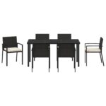 vidaXL 7-dielna záhradná jedálenská súprava Čierna poly ratan – Obrázok 7
