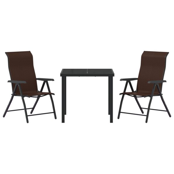 vidaXL 3-dielna záhradná jedálenská sada Hnedý Poly ratan – Obrázok 7