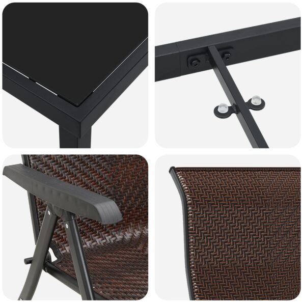 vidaXL 5-dielna záhradná jedálenská súprava Hnedá Polyratan – Obrázok 9