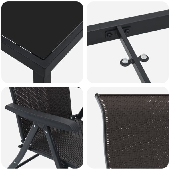 vidaXL 5-dielna záhradná jedálenská súprava čierna poly ratan – Obrázok 9