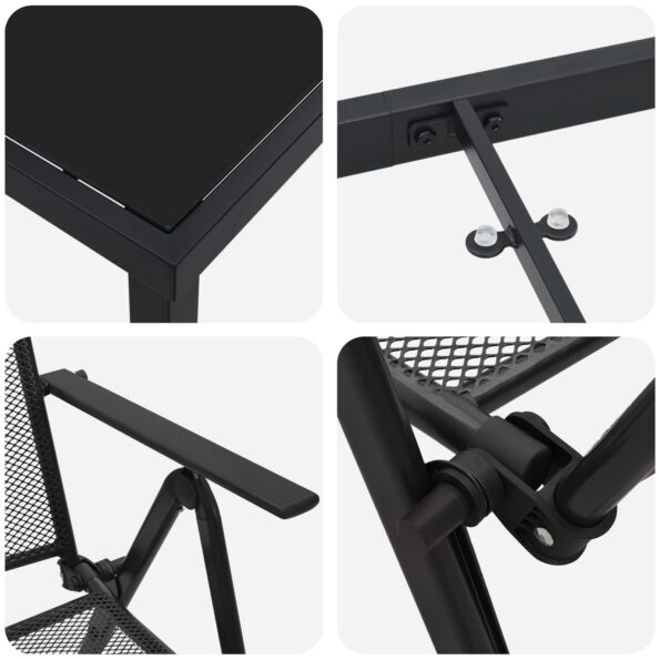 vidaXL 5-dielny set jedálenského nábytku z antracitovej ocele – Obrázok 9