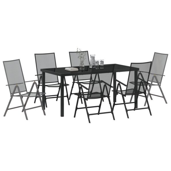 3379293_3.jpg vidaXL 7-dielny záhradný jedálenský set antracitová oceľ – Obrázok 3