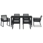 vidaXL 7-dielny záhradný jedálenský set, čierny polyratan – Obrázok 7
