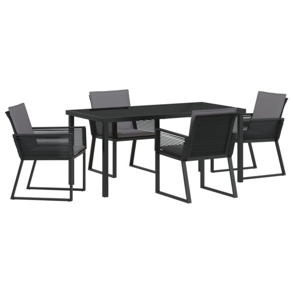 3379320_2.jpg vidaXL 5-dielny záhradný jedálenský set s vankúšmi Čierny Poly ratan – Obrázok 2
