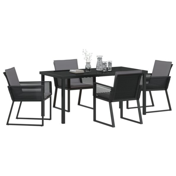 3379320_3.jpg vidaXL 5-dielny záhradný jedálenský set s vankúšmi Čierny Poly ratan – Obrázok 3