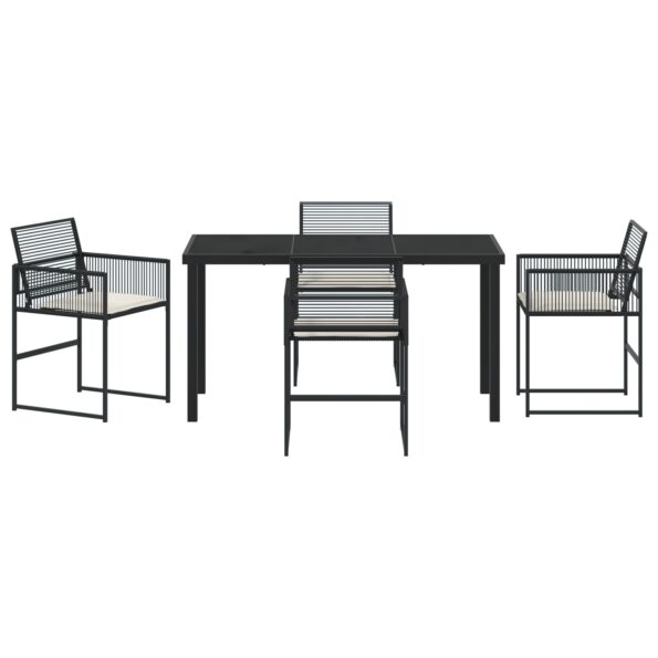 vidaXL 5-dielna súprava záhradného jedálenského setu s vankúšmi čierny poly ratan – Obrázok 7