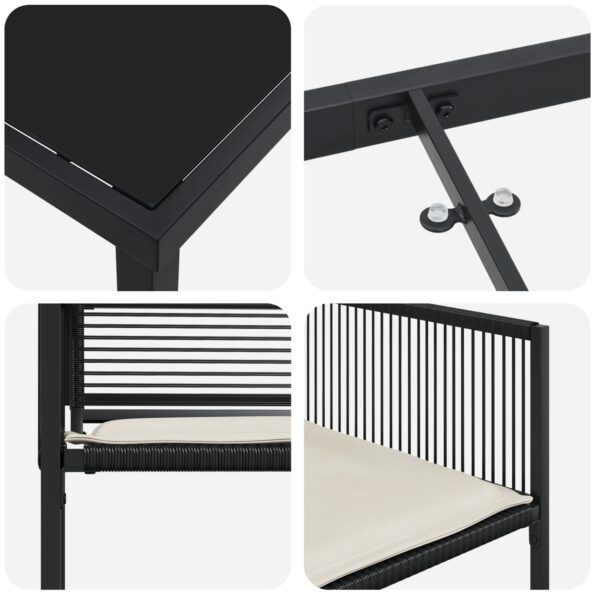 vidaXL 5-dielna súprava záhradného jedálenského setu s vankúšmi čierny poly ratan – Obrázok 9