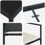 vidaXL 5-dielny záhradný jedálenský set s vankúšmi čierny poly ratan – Obrázok 9
