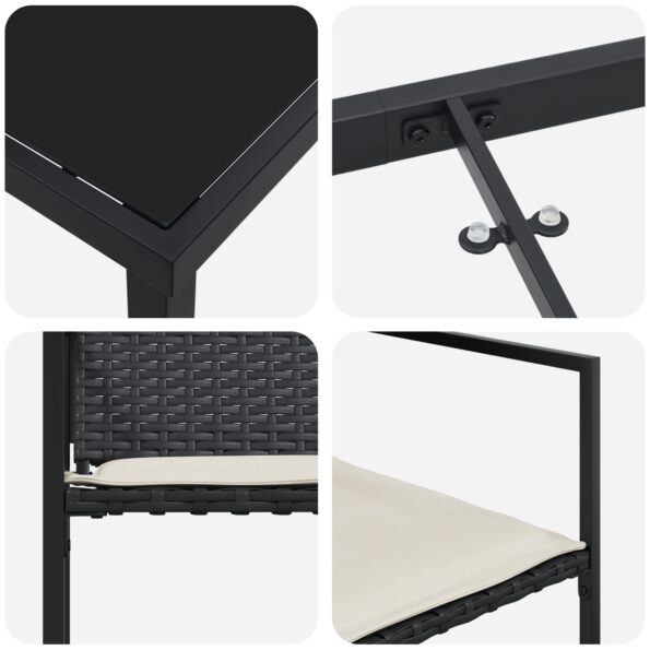 3379330_9.jpg vidaXL 5-dielny záhradný jedálenský set s vankúšmi čierny poly ratan – Obrázok 9