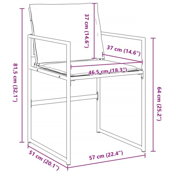 3379337_10.jpg vidaXL 5-dielna záhradná jedálenská súprava s poduškami Biela Textilén a Oceľ – Obrázok 10