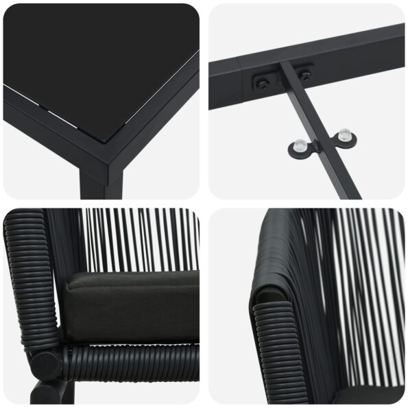 vidaXL 5-dielna záhradná jedálenská sada čierny polyratan – Obrázok 9