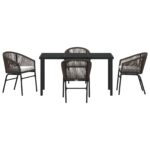 vidaXL 5-dielna záhradná jedálenská súprava hnedý polyratan – Obrázok 7