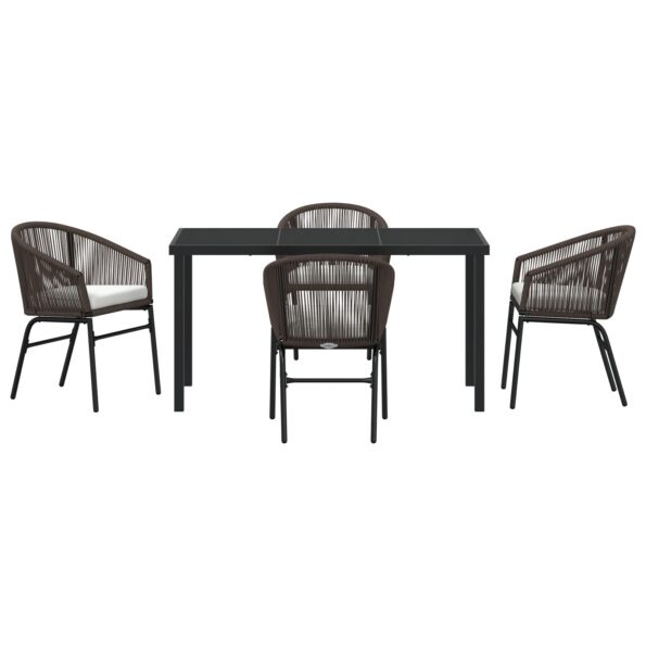 vidaXL 5-dielna záhradná jedálenská súprava hnedý polyratan – Obrázok 7