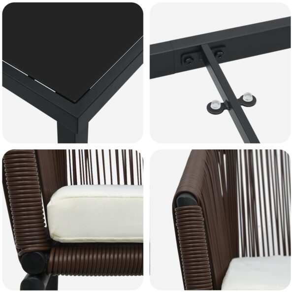 vidaXL 5-dielna záhradná jedálenská súprava hnedý polyratan – Obrázok 9